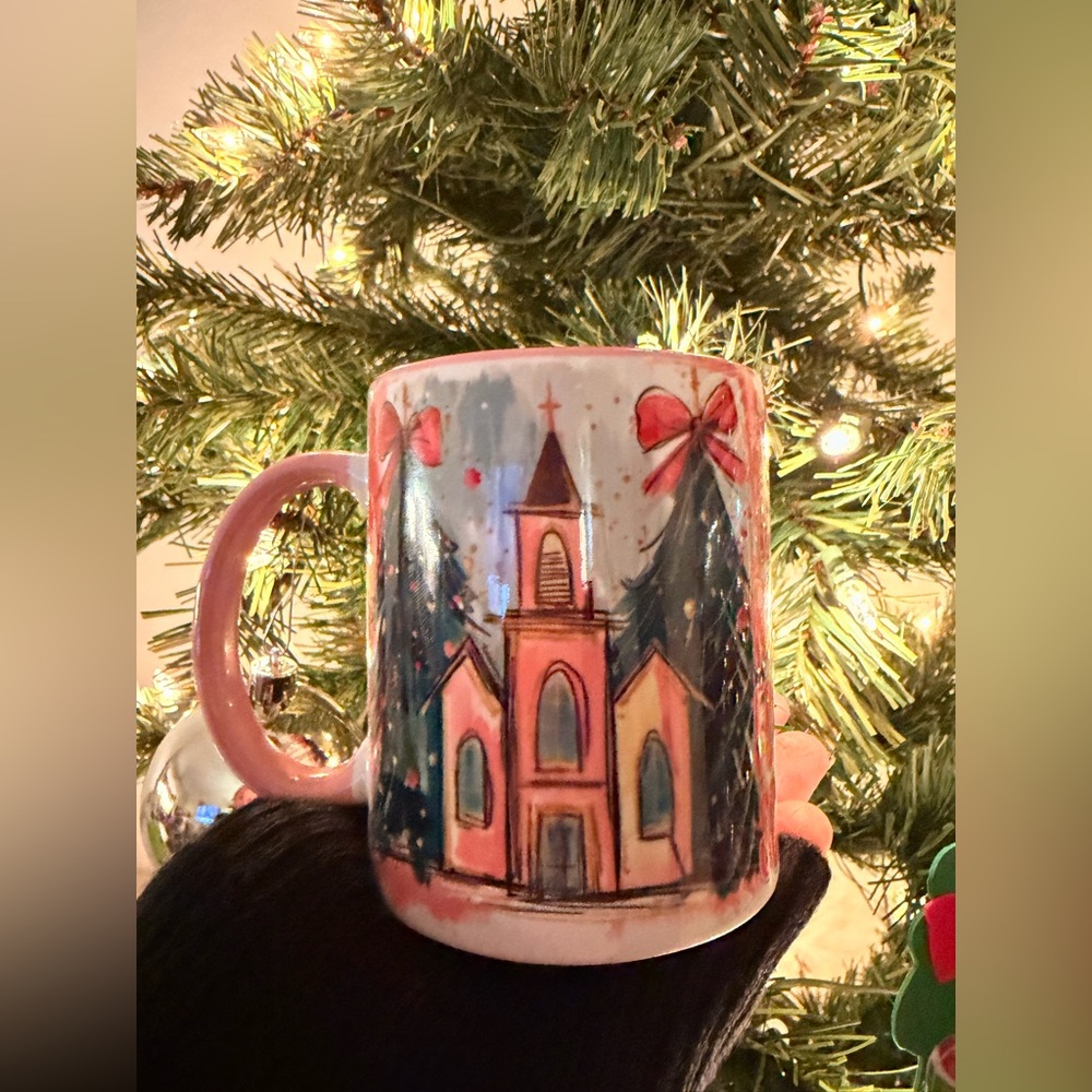 Festive Pink Christmas Mug